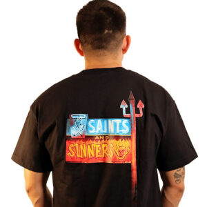 Saints & Sinners Classic T-Shirt for Men and Women Handprinted Neon Sign 100%Cotton