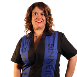 Saints & Sinners Button Up Shirt Forbidden Fruit Bowling Style Shirt Red Blue