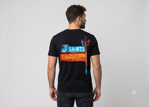 Saints & Sinners Neon Sign Short Sleeve T-Shirt